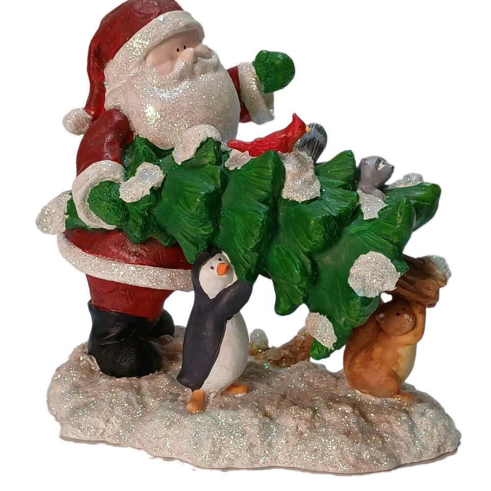 Russ Berrie "Winter Wonderers"Figurine, 1990's 6" Painted Resin w/ Glitter EUC